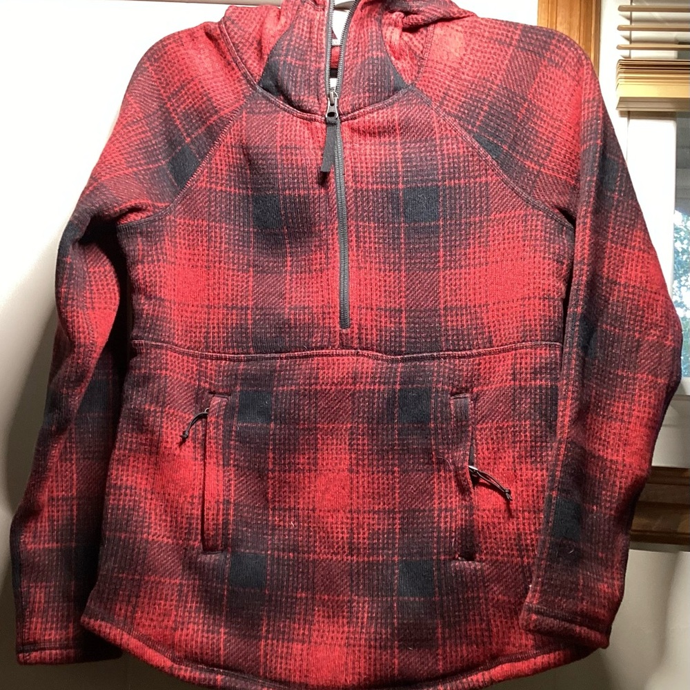 The North Face Red and Black Plaid Hoodie